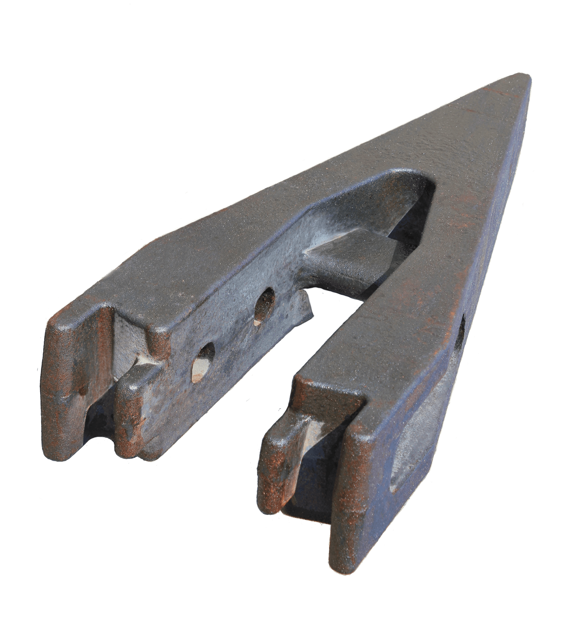 Excavator tooth of special high-strength cast iron. The tooth is hardened using the austempering process, and is of higher wear resistance (with a length of 880 mm).