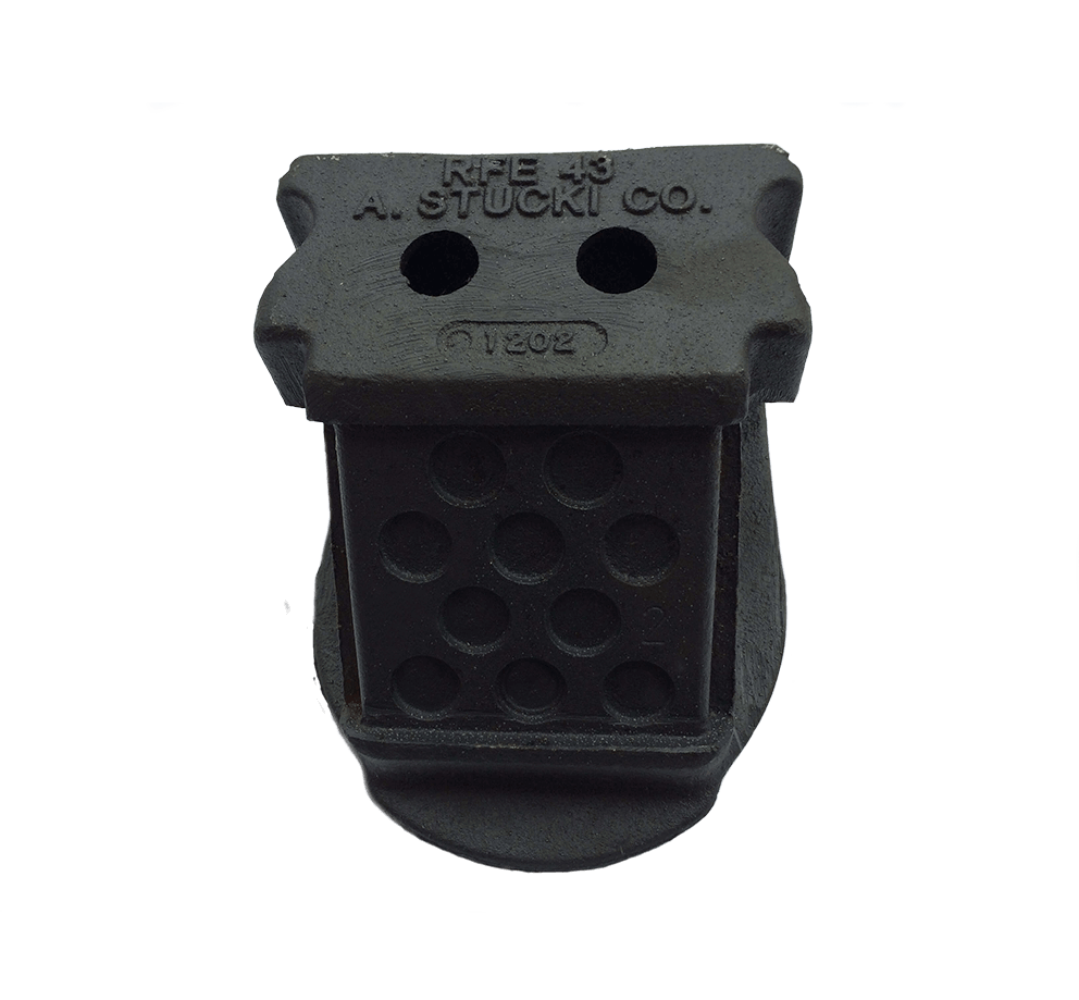 The wedge of this model is made of austempered cast iron and has a polyurethane pad on the diagonal surface in addition. The application of such friction shoes in combination with steel friction plates of high wear resistance allows to multiply increase the life of the friction shock absorbing system.